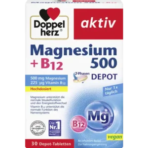 Doppelherz Magnesium 500 + B12 2-Phasen Depot Tabletten 30 St, 51 g